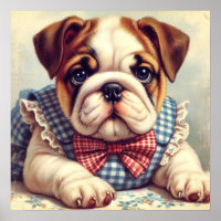 Cute Vintage English Bulldog Art