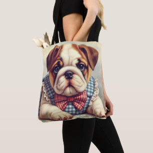 Cute Vintage English Bulldog Art Tote Bag