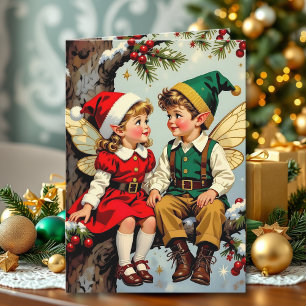 Cute Vintage Fairy Kids Personalized Christmas Card