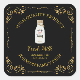 Cute Vintage Farm Fresh Milk Square Label