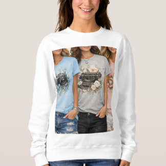 Cute Vintage Floral Graphic Girls T-Shirt Sweatshirt