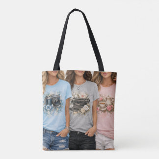 Cute Vintage Floral Graphic Girls Tote Bag