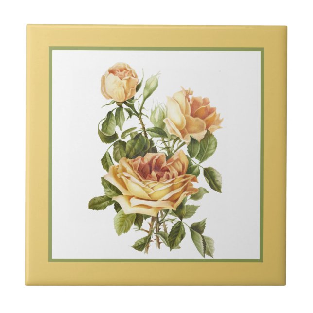 cute vintage floral rose tile (Front)