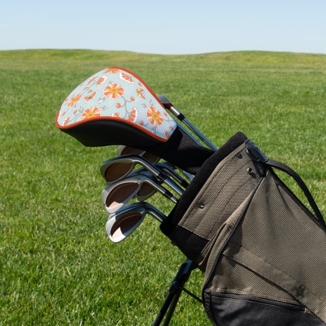 Cute Vintage Flower Butterfly Pattern Golf Head Cover (In Situ)