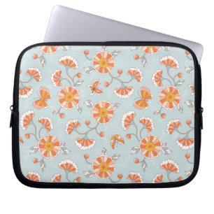 Cute Vintage Flower Butterfly Pattern Laptop Sleeve