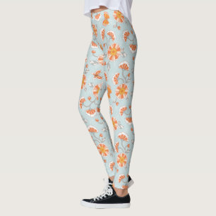 Cute Vintage Flower Butterfly Pattern Leggings