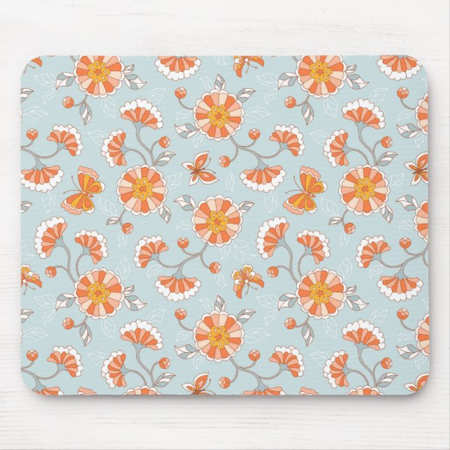 Cute Vintage Flower Butterfly Pattern Mouse Pad (Front)