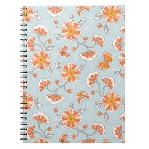 Cute Vintage Flower Butterfly Pattern Notebook