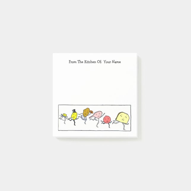 Cute Vintage Foods Editable Post it Notes (Front)