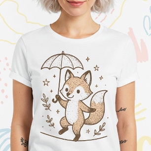 Cute Vintage Fox Illustration T-Shirt