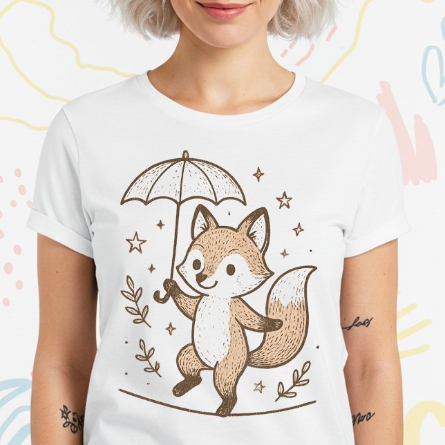Cute Vintage Fox Illustration T-Shirt (Creator Uploaded)