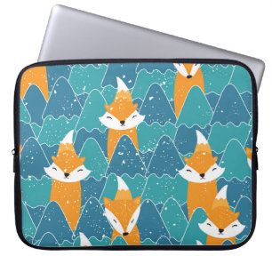 Cute Vintage Foxes Illustration Laptop Sleeve