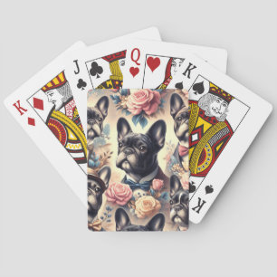 Cute Vintage French Bulldog Painting Playing Cards