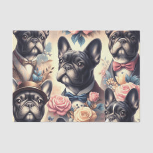 Cute Vintage French Bulldog Painting Tissue Paper