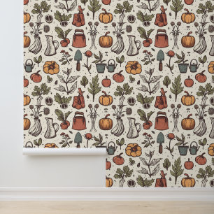 Cute vintage garden tiled pattern wallpaper