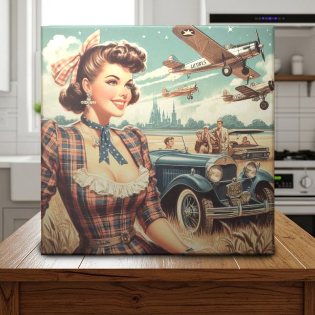 Cute Vintage Girl Illustration Tile (Creator Uploaded)