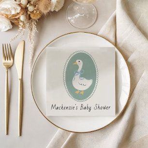 Cute Vintage Goose Baby Shower Napkin
