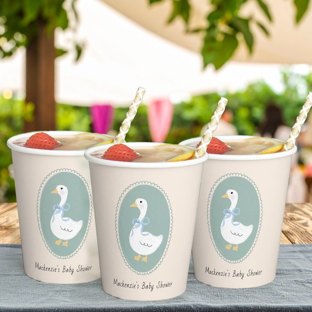 Cute Vintage Goose Baby Shower Paper Cups (Creator Uploaded)