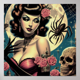 Cute Vintage Goth Girl Poster