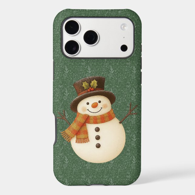 Cute, vintage green rustic snowman (Back)