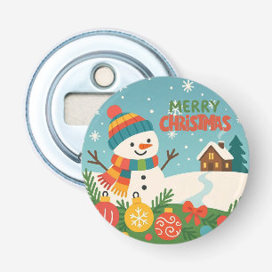 Cute, vintage green rustic snowman bottle opener