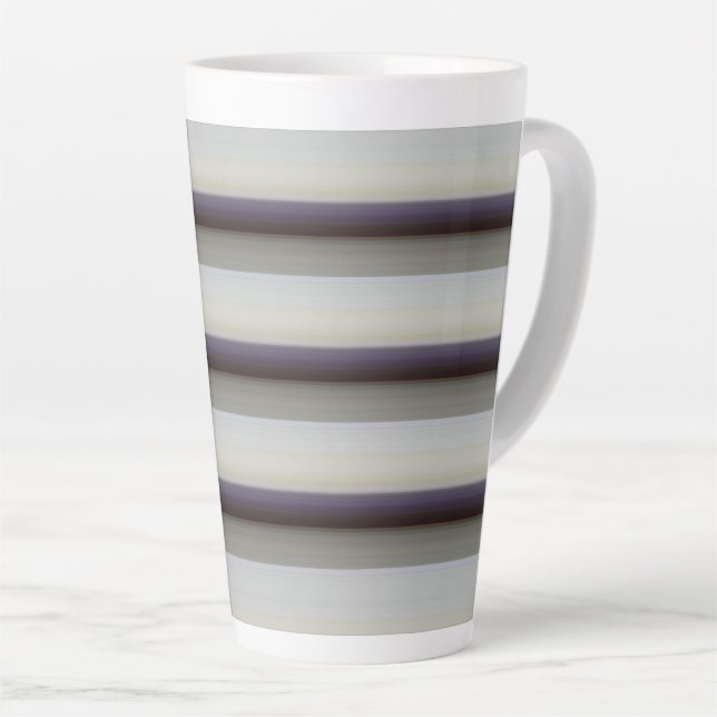 Cute vintage grey blue stripes  latte mug (Right Angle)