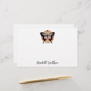 Cute Vintage Grunge Butterfly And Hearts Add Name Stationery