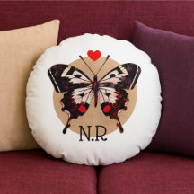  Cute Vintage Grunge Butterfly & Heart Monogrammed