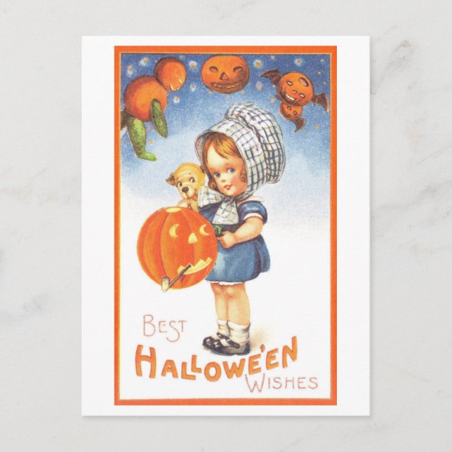 Cute Vintage Halloween Postcard (Front)