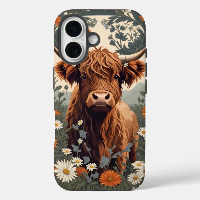 Cute Vintage Highland Cow Case-Mate iPhone Case (Back)
