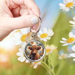 Cute Vintage Highland Cow  Key Ring<br><div class="desc">Cute Vintage Highland Cow Keychain,  a delightful fusion of vintage charm and practicality. This keychain features an adorable vintage-inspired illustration of a Highland cow,  adding a touch of rustic beauty and whimsy to your everyday essentials.</div>