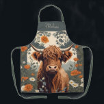 Cute Vintage Highland Cow Personalised Name Apron<br><div class="desc">Unleash your inner chef with this Cute Vintage Highland Cow Personalised Name Apron. This apron combines the charming vintage appeal of a Highland cow with a personal touch - your name! Whether you're grilling, baking, or simply enjoying some kitchen creativity, this apron adds a delightful and personalised flair to your...</div>