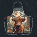 Cute Vintage Highland Cow Personalised Name Apron<br><div class="desc">Unleash your inner chef with this Cute Vintage Highland Cow Personalised Name Apron. This apron combines the charming vintage appeal of a Highland cow with a personal touch - your name! Whether you're grilling, baking, or simply enjoying some kitchen creativity, this apron adds a delightful and personalised flair to your...</div>