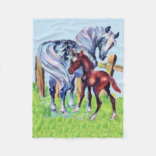 Cute Vintage Horses Mum Baby Fleece Blanket