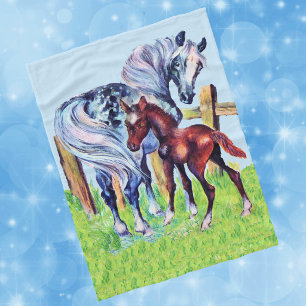 Cute Vintage Horses Mum Baby Fleece Blanket