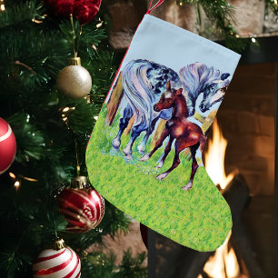 Cute Vintage Horses Mum Baby Small Christmas Stocking