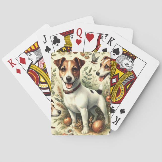 Cute Vintage Jack Russell Terrier Playing Cards (Back)