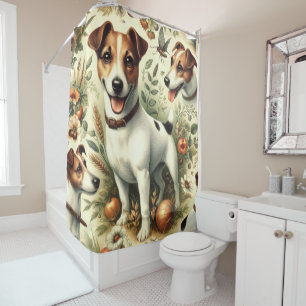Cute Vintage Jack Russell Terrier Shower Curtain