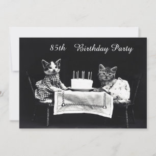 Cute Vintage Kittens 85th Birthday Party Invitation