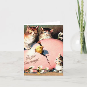Cute Vintage Kittens Easter Greetings Card