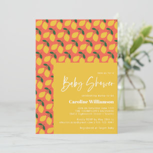 Cute Vintage Lemons in Orange Baby Shower  Invitation