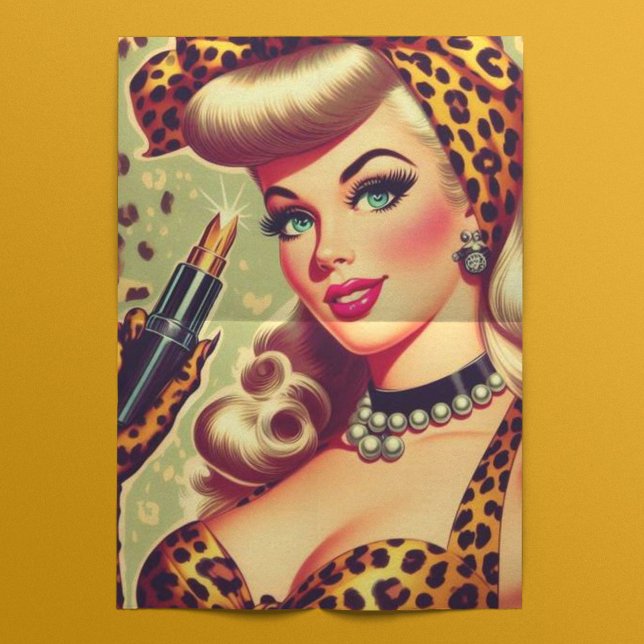 Cute Vintage Leopard Print Girl Tissue Paper (Creator Uploaded)