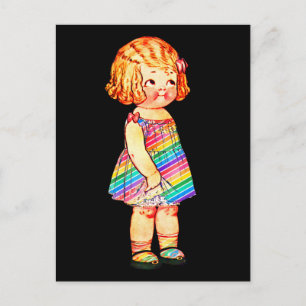 CUTE VINTAGE LITTLE GIRL PAPER DOLL POSTCARD