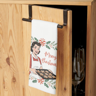 Cute Vintage Merry Christmas  Tea Towel