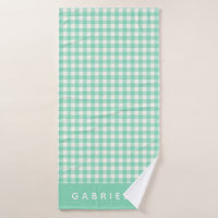 Cute Vintage Mint Green Gingham Plaid Personalised