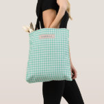 Cute Vintage Mint Green Gingham Plaid Personalised Tote Bag<br><div class="desc">Cute Vintage Mint Green and White Gingham Plaid Personalised Tote Bag</div>