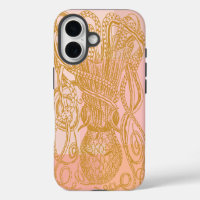 Cute Vintage Octopus Line Art Illustration in Pink