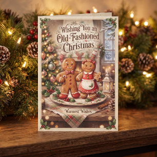 Cute Vintage Old-Fashioned Christmas Holiday Card