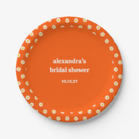 Cute Vintage Orange Daisies Bridal Shower Custom