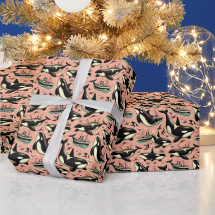 Cute Vintage Orca Pattern Wrapping Paper